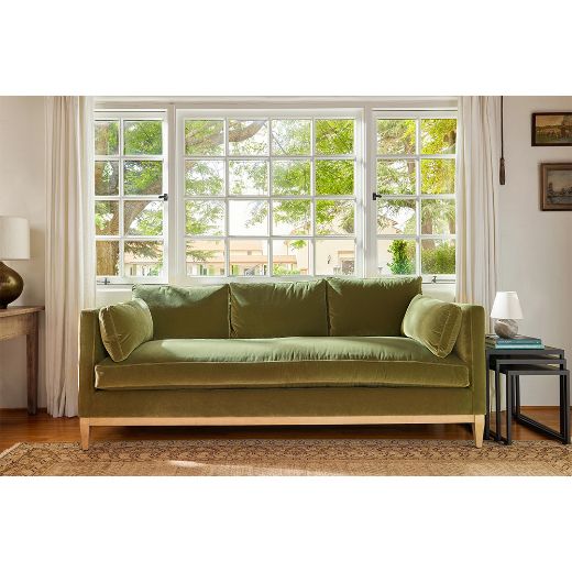 Leo Express Velvet Sofa-Blue Hand Home