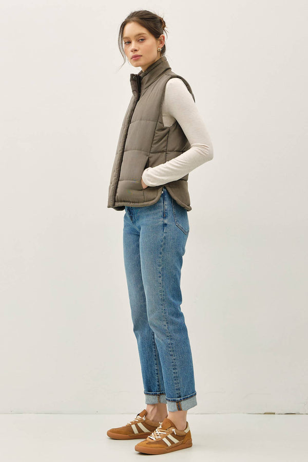 NEW COLOR-SUEDE LIKE PUFFER VEST-Blue Hand Home