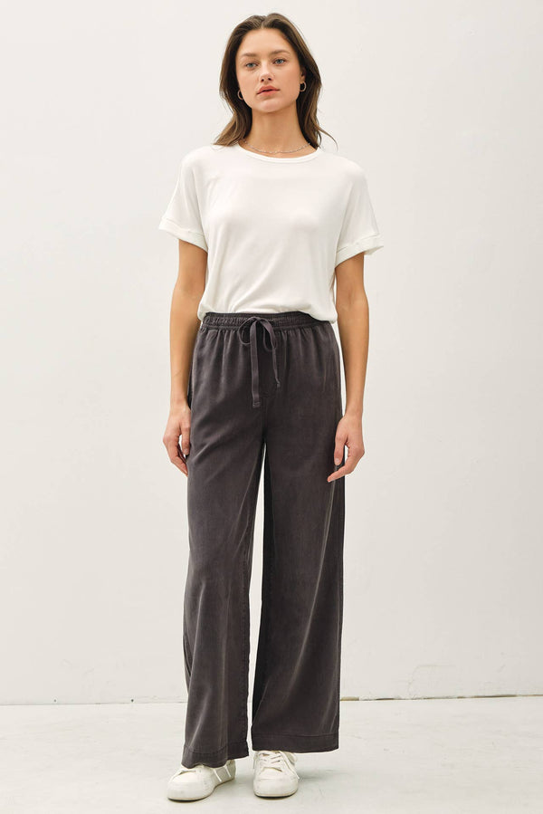 TENCEL WIDE LEG PANTS-Blue Hand Home