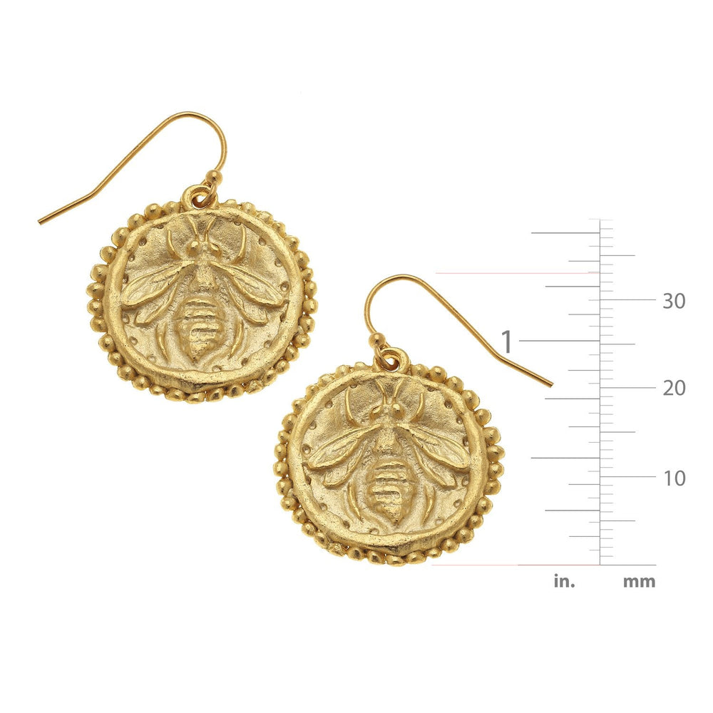Susan Shaw Handcast Gold Bee Earrings-Susan Shaw Jewelry-Blue Hand Home
