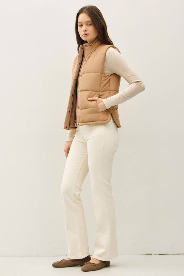 NEW COLOR-SUEDE LIKE PUFFER VEST-Blue Hand Home