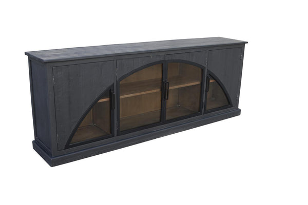 Evanston Long Cabinet Black-Blue Hand Home