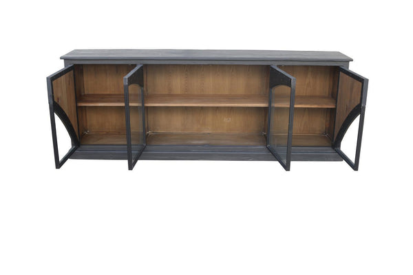 Evanston Long Cabinet Black-Blue Hand Home