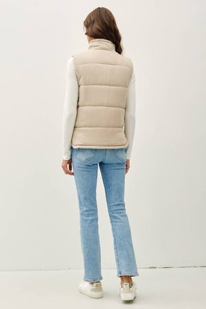 NEW COLOR-SUEDE LIKE PUFFER VEST-Blue Hand Home