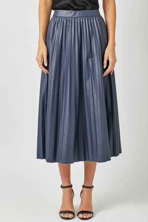 60289 Leather Pleating Skirt-Blue Hand Home