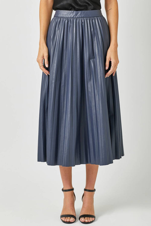 60289 Leather Pleating Skirt-Blue Hand Home