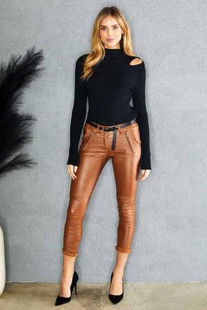 WAX COATED CRINKLE PANT BELT POCKETS (813042-PU)-Blue Hand Home