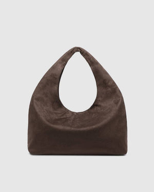Monaco Shoulder Bag - Suede Chocolate-Blue Hand Home