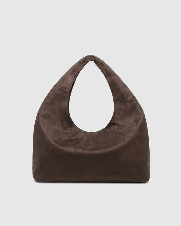 Monaco Shoulder Bag - Suede Chocolate-Blue Hand Home