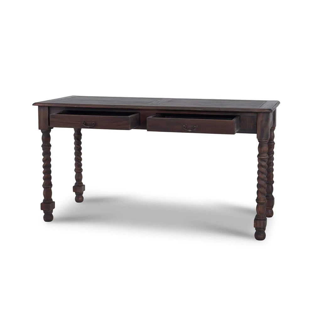 Console Desk w/ Barley Twist Leg-Blue Hand Home