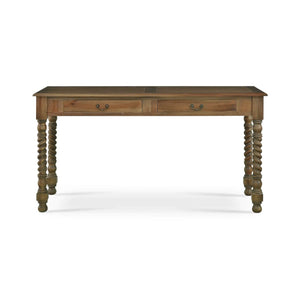 Console Desk w/ Barley Twist Leg In Straw Wash-Blue Hand Home