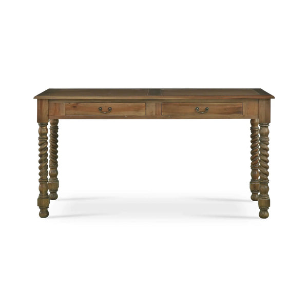 Console Desk w/ Barley Twist Leg In Straw Wash-Blue Hand Home