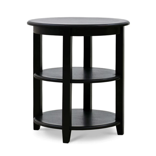 Luna Round 3 Tier Side Table In Batavia Black-Blue Hand Home