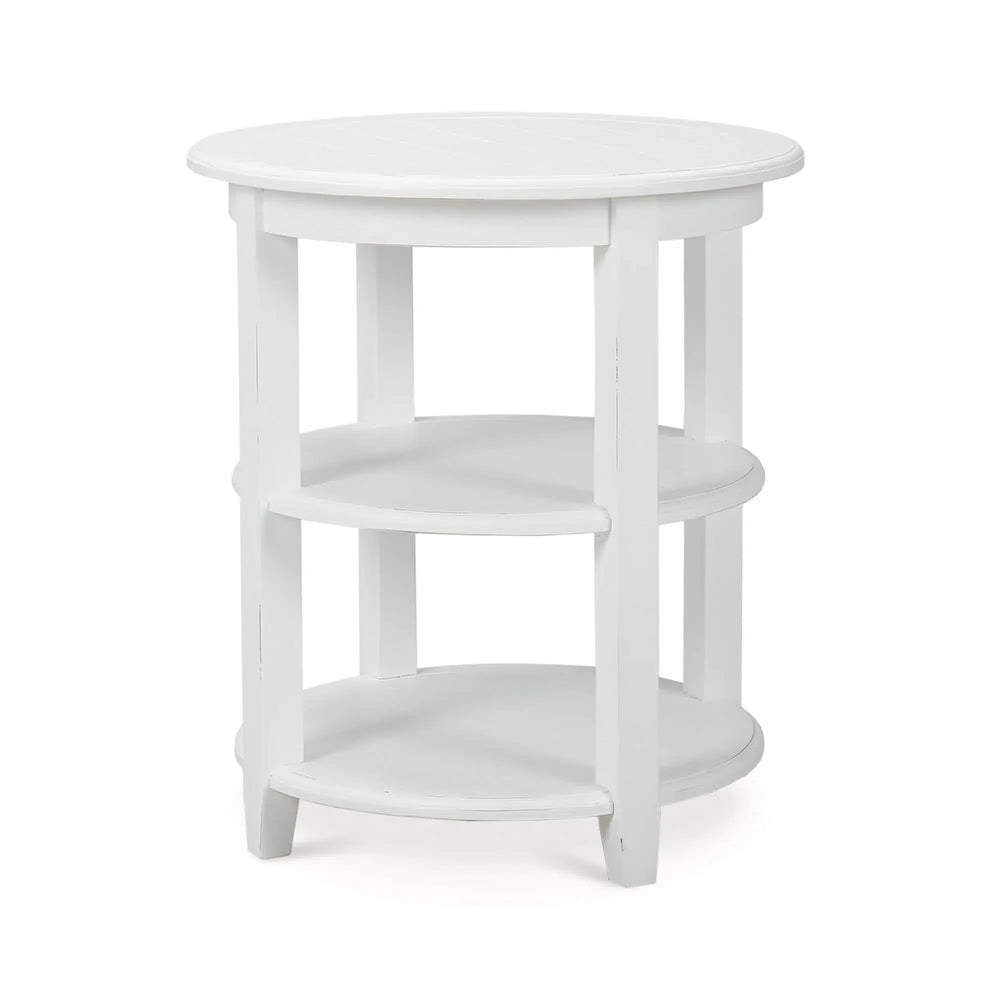 Luna Round 3 Tier Side Table In Architectural White-Blue Hand Home
