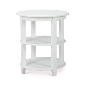 Luna Round 3 Tier Side Table In Architectural White-Blue Hand Home