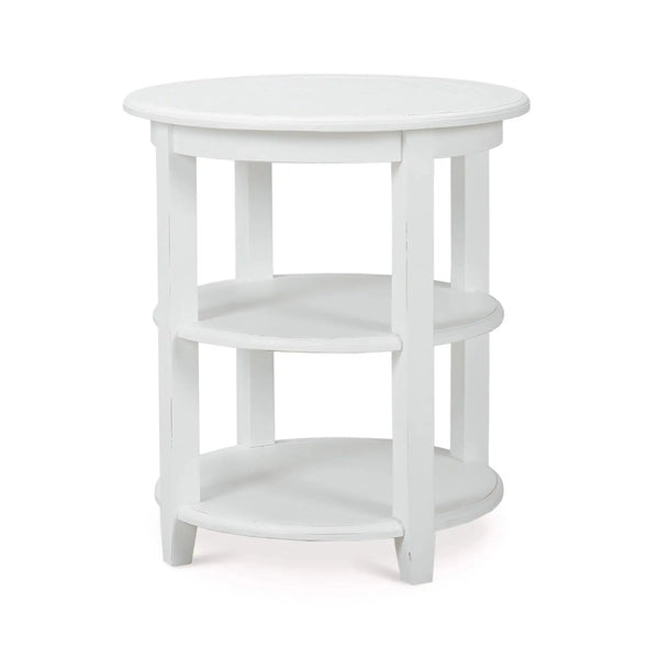 Luna Round 3 Tier Side Table In Architectural White-Blue Hand Home