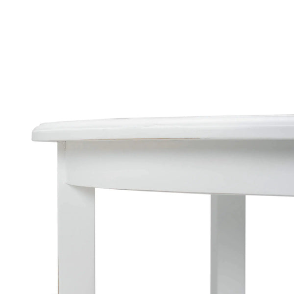 Luna Round 3 Tier Side Table In Architectural White-Blue Hand Home