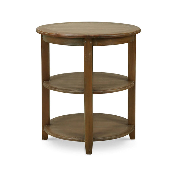 Luna Round 3 Tier Side Table In Straw Wash-Blue Hand Home