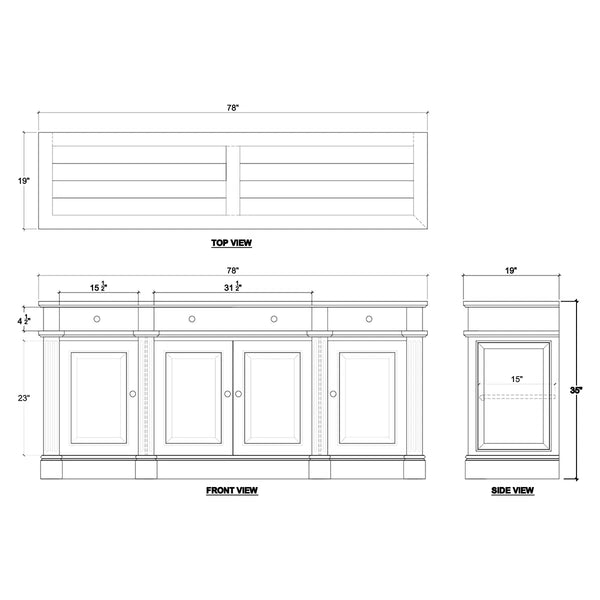 Roosevelt 4 Door 3 Drawer Sideboard-Blue Hand Home