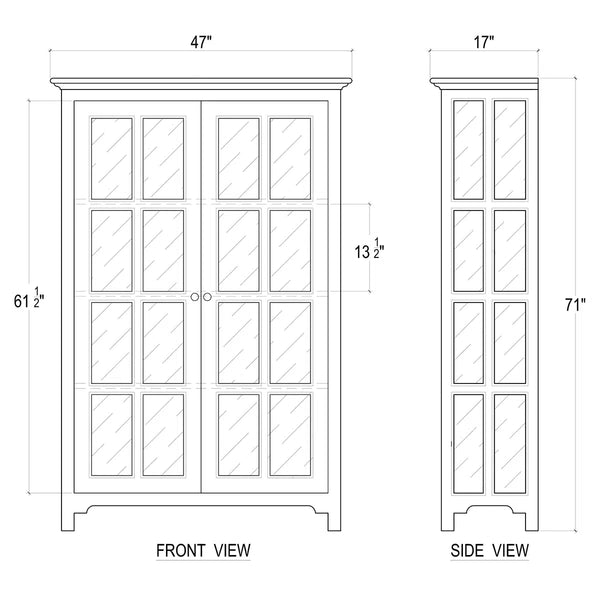 Aries Glass Door Bookcase-Blue Hand Home