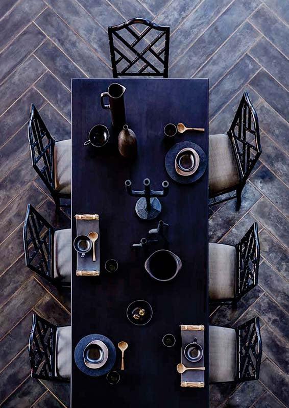 Martinique Bamboo Dining Chair-Blue Hand Home