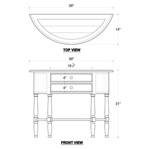 Demi-Lune Table-Blue Hand Home