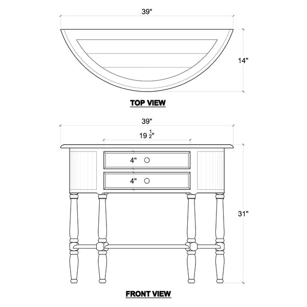 Demi-Lune Table-Blue Hand Home
