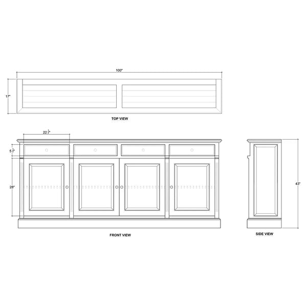 Hudson 4 Door Sideboard In Batavia Black-Blue Hand Home