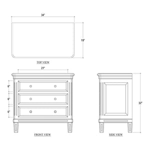 Hayward 3 Drawer Dresser Small In Architectural White-Blue Hand Home