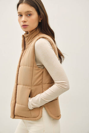 NEW COLOR-SUEDE LIKE PUFFER VEST-Blue Hand Home