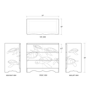 Chelonian Turtle 3 Drawer Chest-Blue Hand Home