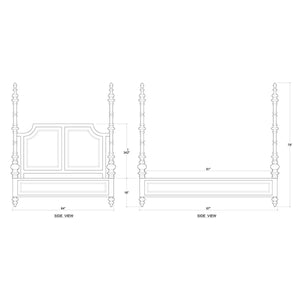 Savannah Bed Queen In True White-Blue Hand Home