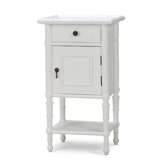 Martinique Side Table in Architectural White-Blue Hand Home
