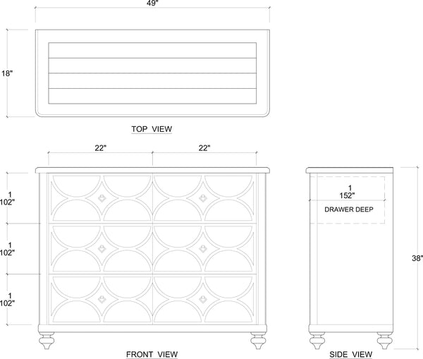 Savannah Dresser 3 Drawer Large-Blue Hand Home