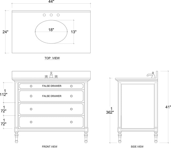 Carrington Single Vanity w/ Sink & Marble top-Blue Hand Home