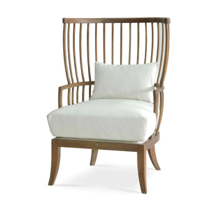 Winston Windsor Chair In Straw Wash w/ Arctic White Performance Fabric-Blue Hand Home