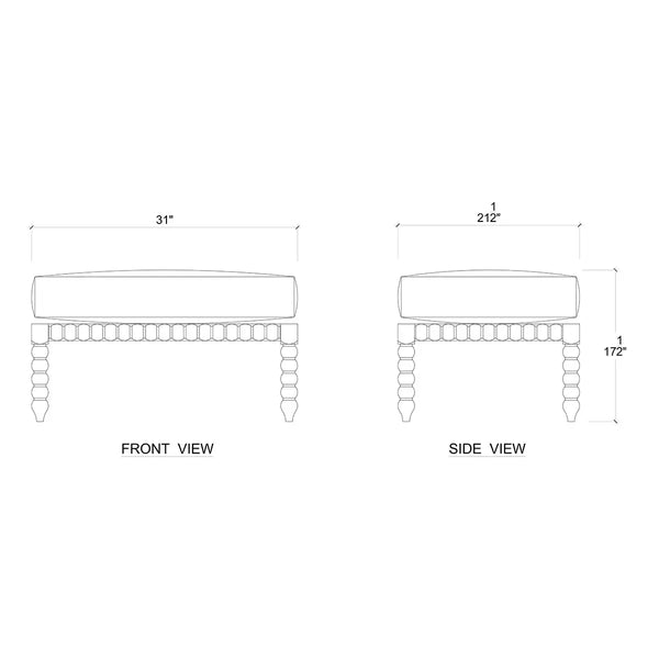 Cholet Ottoman In Straw Wash w/ Arctic White Performance Fabric-Blue Hand Home