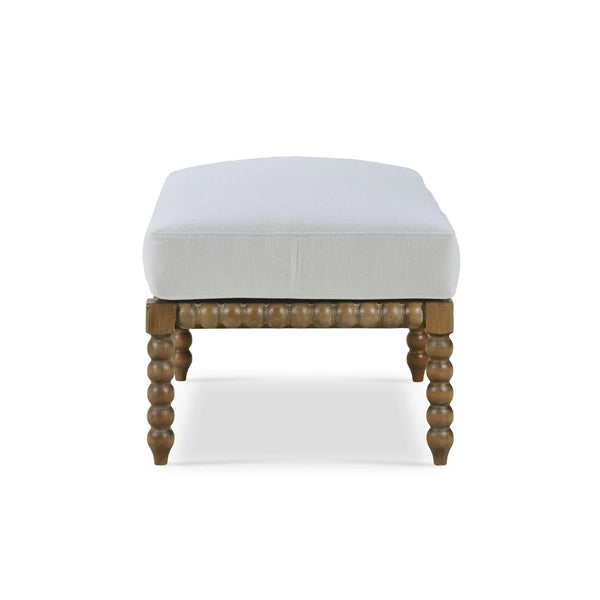 Cholet Ottoman In Straw Wash w/ Arctic White Performance Fabric-Blue Hand Home