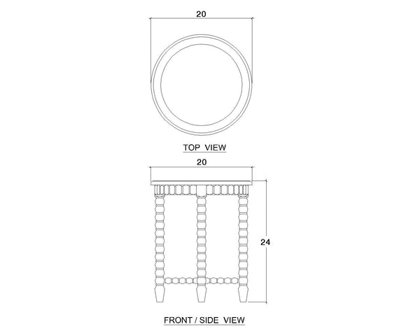 Cholet Round End Table In Architectural White-Blue Hand Home