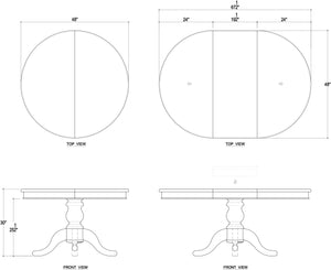 Farmhouse Round Extension Table 48'' extends to 67.5''-Blue Hand Home
