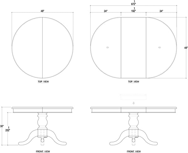 Farmhouse Round Extension Table 48'' extends to 67.5''-Blue Hand Home
