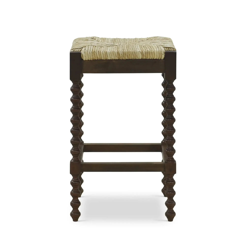 Cholet Counter Stool w/ Rush Seat-Blue Hand Home