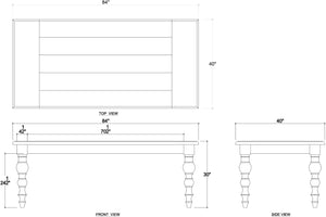 Madison Rectangular Dining Table 84"-Blue Hand Home