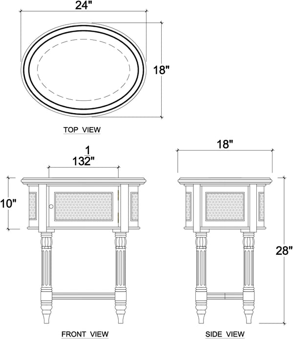 Montego Side Table w/ Rattan Door-Blue Hand Home