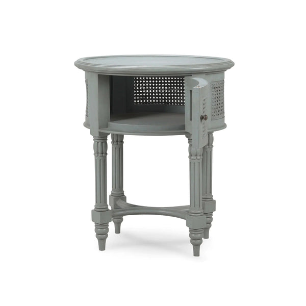 Montego Side Table w/ Rattan Door-Blue Hand Home