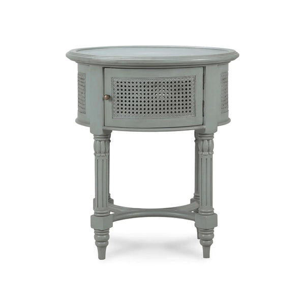 Montego Side Table w/ Rattan Door-Blue Hand Home