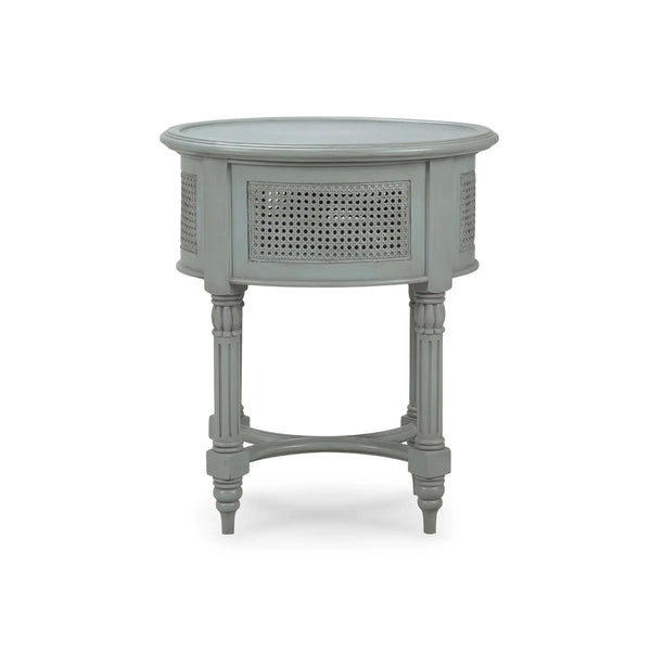 Montego Side Table w/ Rattan Door-Blue Hand Home