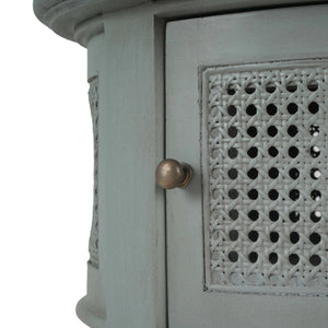 Montego Side Table w/ Rattan Door-Blue Hand Home