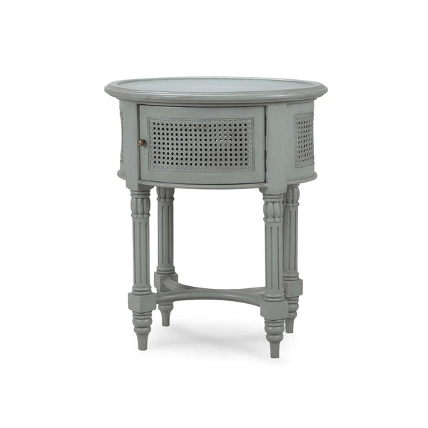Montego Side Table w/ Rattan Door-Blue Hand Home