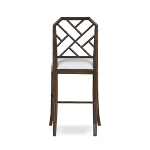 Martinique Counter Stool in Walnut w/ Arctic White Performance Fabric-Blue Hand Home